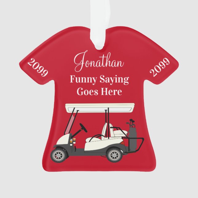 Golf Golfer Cart Personalized Shirt Acrylic Ornament (Front)