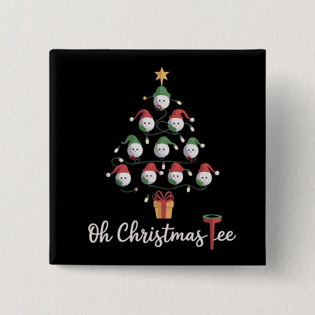 Golf Golfer Funny Golfing Oh Christmas Tee 2 Inch Square Button (Front)