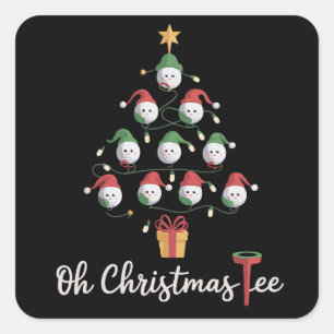 Golf Golfer Funny Golfing Oh Christmas Tee Square Sticker