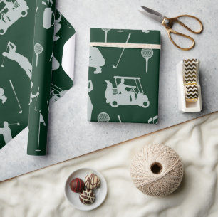 Golf Golfer Golfing Golf Cart and Bag  Wrapping Paper