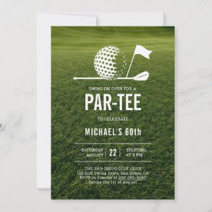 Golf Golfer Golfing Minimalist Men 60th Birthday  Invitation
