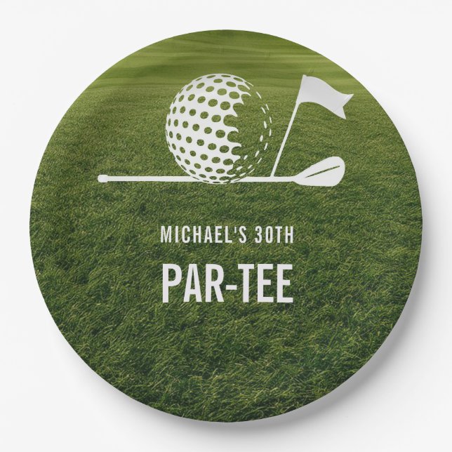 Golf Golfer Golfing Minimalist Men Birthday Paper Plate (Front)
