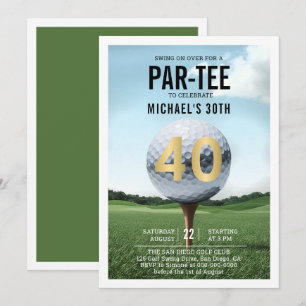 Golf Golfer Golfing Modern Men 40th Birthday Invitation