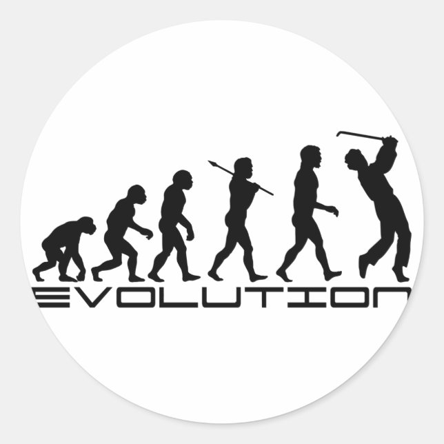 Golf Golfer Golfing Sport Evolution Art Classic Round Sticker (Front)