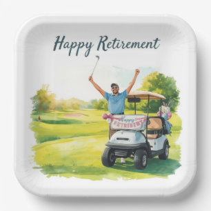 Golf Golfer retirement party in golf course Paper Plate