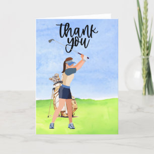 Golf Golfer Thank you card for woman golfer