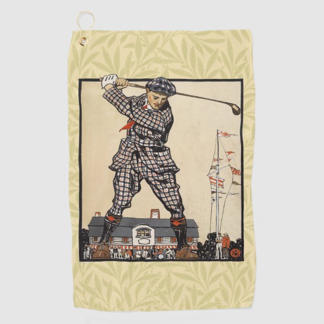 Golf Golfer Vintage Antique Golfing Golf Towel (Front)