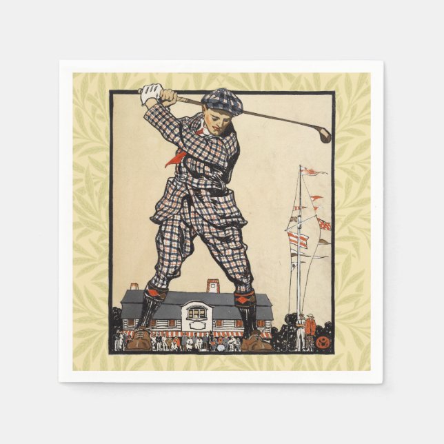 Golf Golfer Vintage Antique Golfing Napkin (Front)