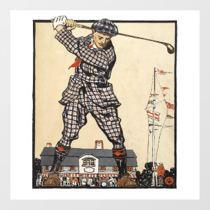 Golf Golfer Vintage Antique Golfing Window Cling
