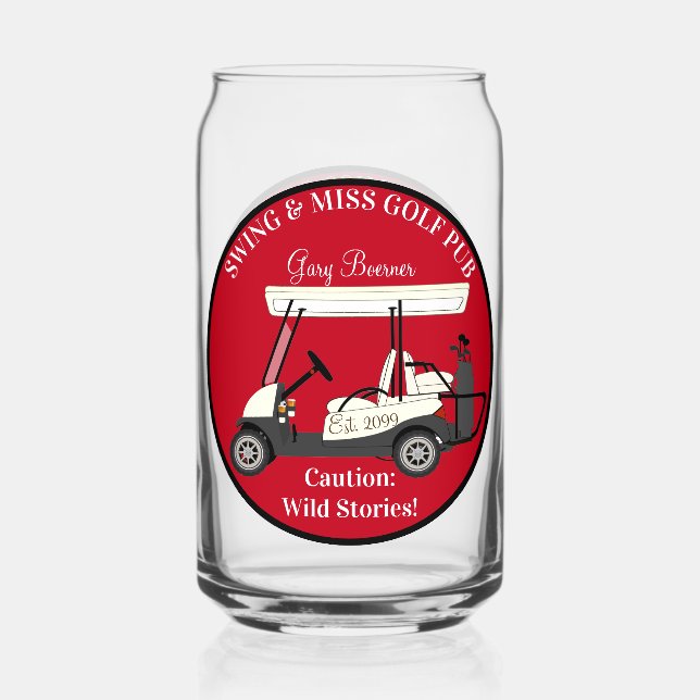 Golf Golfing Cart Drinkware Set Can Glass (Front)