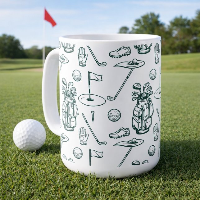 Golf Golfing Equipment Pattern Coffee Mug (Creator Uploaded)