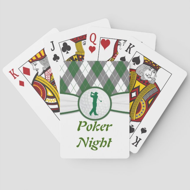 Golf Golfing poker night Red Black Playing Cards (Back)