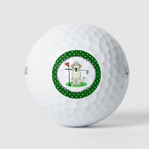 Golf Golfing Yellow Lab Labrador Retriever Dog Balls