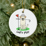 Golf Golfing Yellow Lab Labrador Retriever Dog Ceramic Ornament<br><div class="desc">Golf Labrador Retriever - Cute Yellow Lab playing golf on the green,  with a golf club in his mouth,  a golf ball,  and cap. Copyright © Angi Laframboise. Funny sports-related dog breed cartoon gifts for dog lovers and golfers.</div>