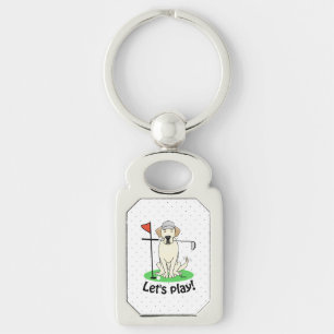 Golf Golfing Yellow Lab Labrador Retriever Dog Keychain
