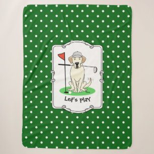 Golf Golfing Yellow Lab Labrador Retriever Dog Sherpa Blanket