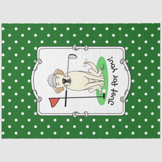 Golf Golfing Yellow Lab Labrador Retriever Dog Tissue Paper (Front)