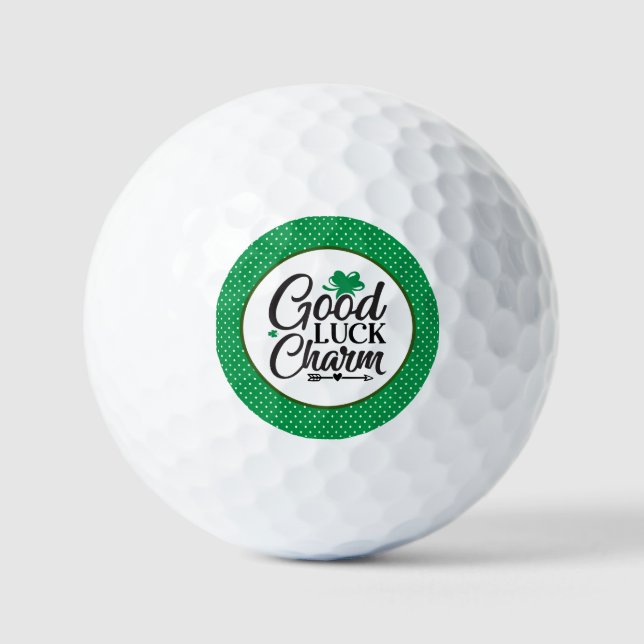 Golf Good Luck  with shamrock  St. Patrick's Day   Golf Balls (Front)