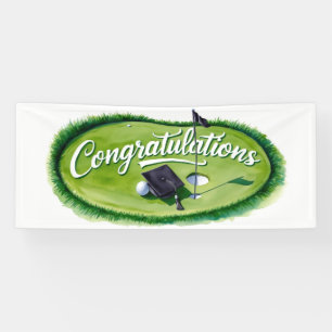 Golf Graduation Congratulations Party on green Banner