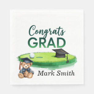 Golf Graduation Congratulations Party on green Napkin