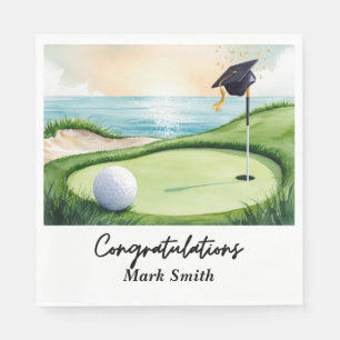 Golf Graduation for golfer on golf course Napkin