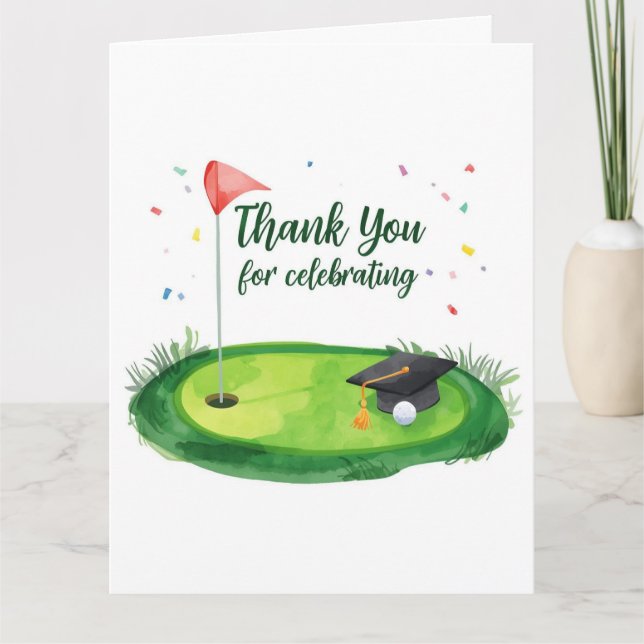 Golf Graduation  Thank You Card (Front)
