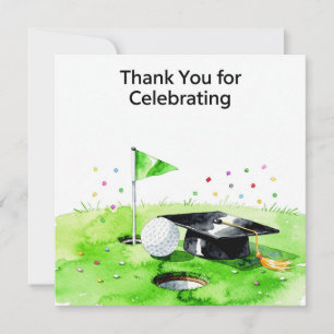 Golf Graduation Thank You Card on Putting Green
