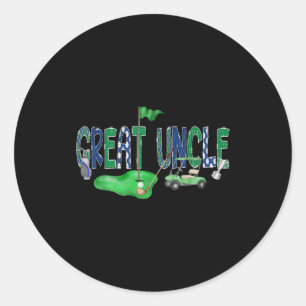 Golf Great Uncle Hole In One Golf 1st Birthday Boy Classic Round Sticker