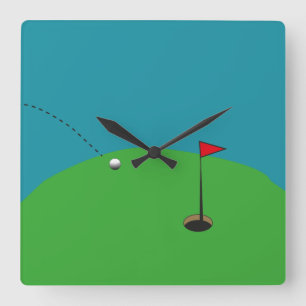 Golf Green  Square Wall Clock