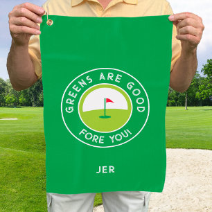 Golf Greens Fore Golfer Humour Funny Green Monogra Towel