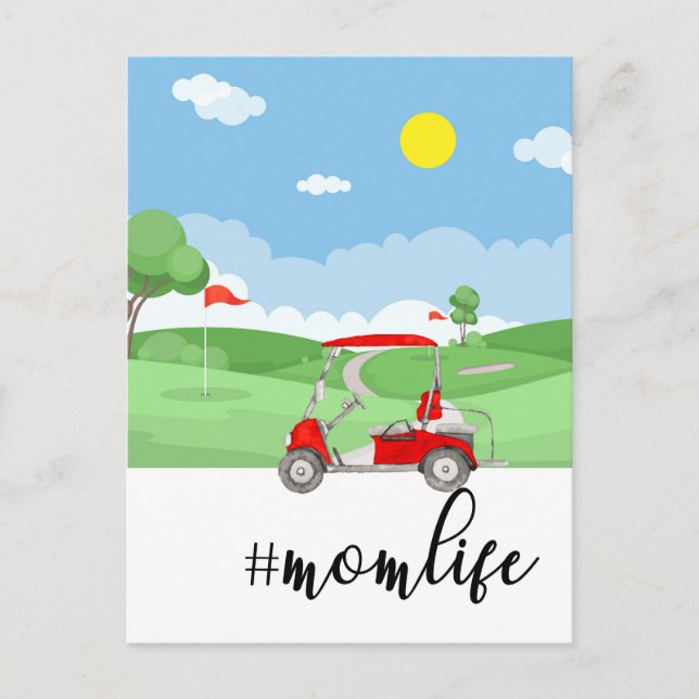 Golf greeting card with women golf mom (Front)