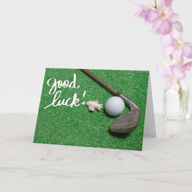 Golf greeting golf ball  good luck good trip card (Orchid)
