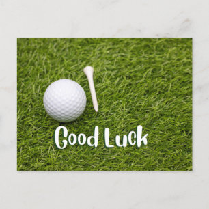 Golf greeting golf ball  good luck to golfer postcard