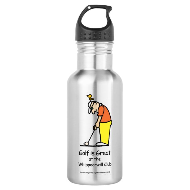 Golf Greetings Water Bottle Silver (Front)