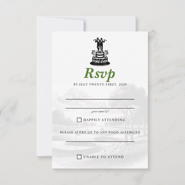 Golf Grooms Wedding RSVP Card (Front)
