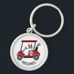 Golf Guy Gift Custom Cart Monogram Name Keychain<br><div class="desc">Something special for a gentleman in your life who just might appreciate a golf cart that says "#1" and has a tad of an "edge" to it. Ready to ride the course and help make it a great day -- this Michael is up for the job. Think birthday / father's...</div>