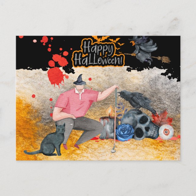 Golf Halloween Day for golfer Card (Front)