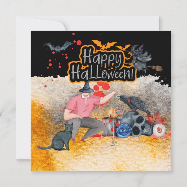 Golf Halloween Day for golfer Card (Front)