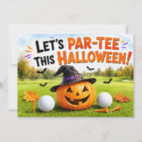 Golf Halloween Party invitation with monster