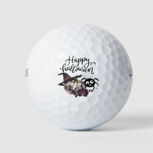 Golf Halloween with ghost spooky scary spider Golf Balls (Front)