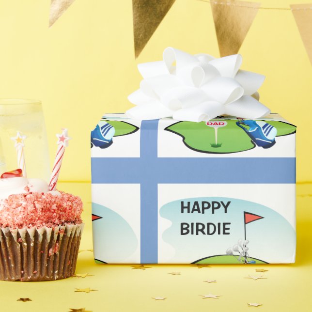 Golf Happy Birdie Cartoon Party / Glossy Wrapping Paper (Birthday Party)