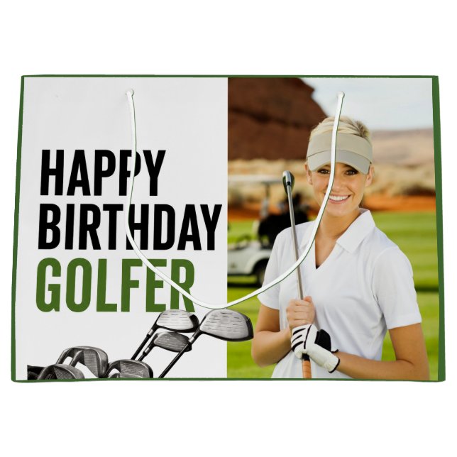 Golf Happy Birthday Golfer Large Gift Bag (Front)