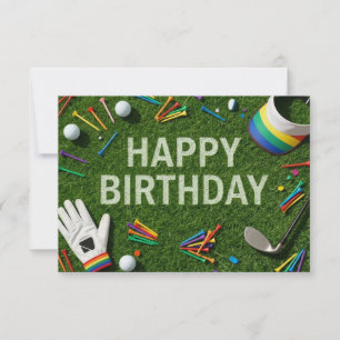 Golf Happy Birthday on Green Card