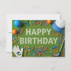 Golf Happy Birthday on Green Card