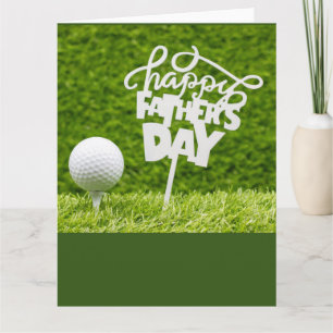 Golf Happy Father's Day with tee and ball on green Card