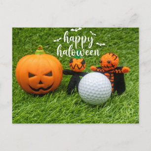 Golf Happy Halloween with Pumpkin and Golf Ball    Postcard
