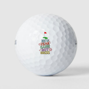 Golf Happy New Year with golf flag to golfer  Balls