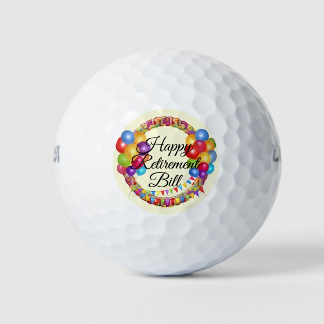 Golf Happy Retirement Ajouter un nom Cadeau 3 balles de (Devant)