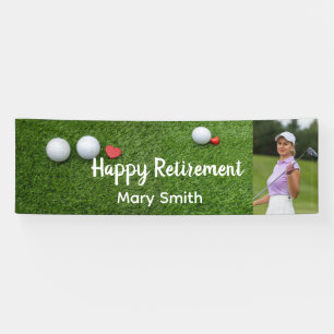 Golf happy retirement golf ball with love on green banner