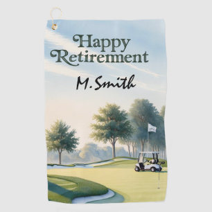Golf Happy Retirement  golf course and golfer name Towel
